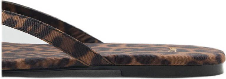 Mango teenslippers met panterprint cognac zwart