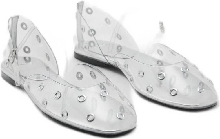 Mango transparante ballerina's met zilveren eyelets