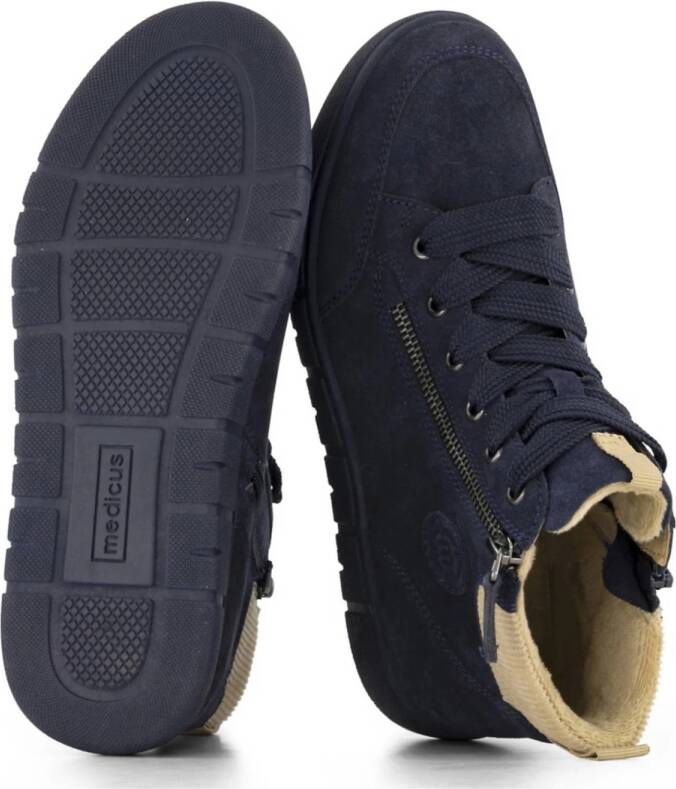 Medicus gevoerde suède sneakers donkerblauw