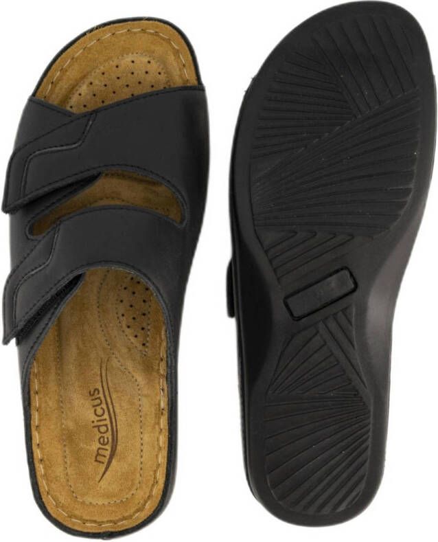 Medicus leren slippers zwart