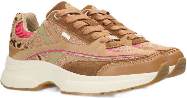 Mexx leren sneakers beige roze