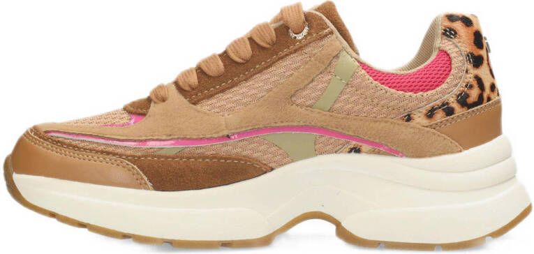 Mexx leren sneakers beige roze