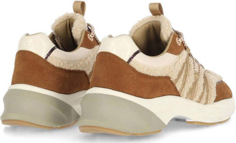 Mexx Moana chunky suède met teddy sneakerrs ecru cognac