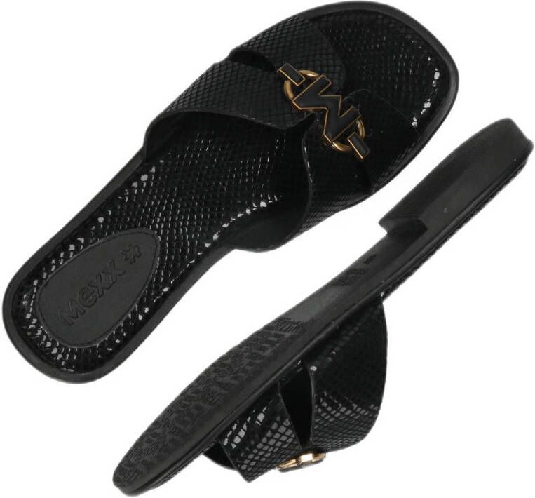Mexx Raissa Parrot leren slippers zwart
