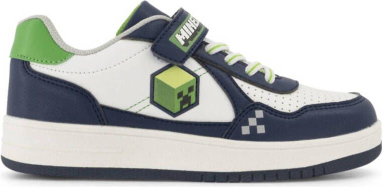 Minecraft sneakers wit donkerblauw