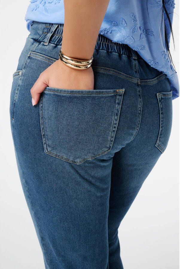 MS Mode aansluitend regular waist broek dark blue denim
