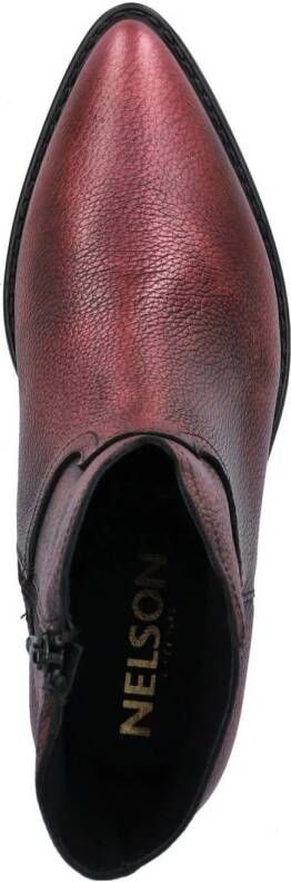 Nelson Brenda leren enkellaarzen rood metallic