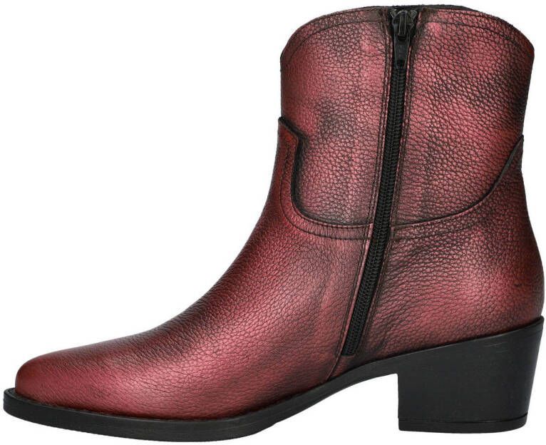 Nelson Brenda leren enkellaarzen rood metallic