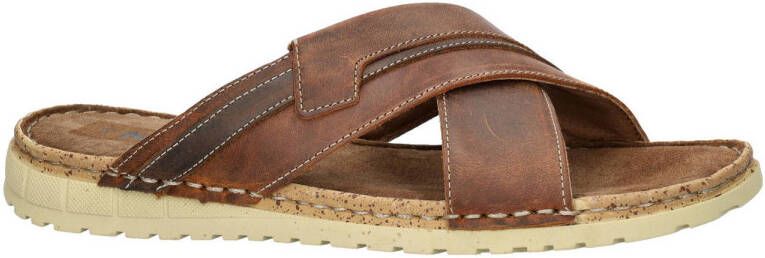 Nelson Forrest leren slippers cognac