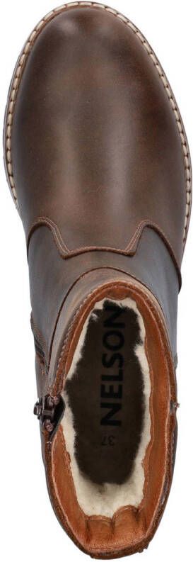 Nelson gevoerde leren enkellaarzen bruin