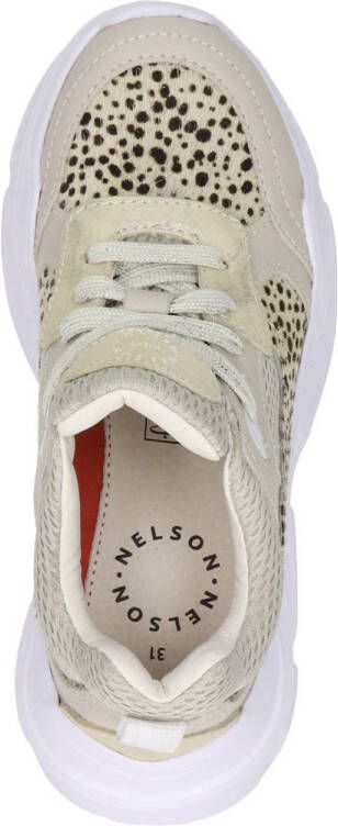 Nelson Kids chunky sneakers met dierenprint beige