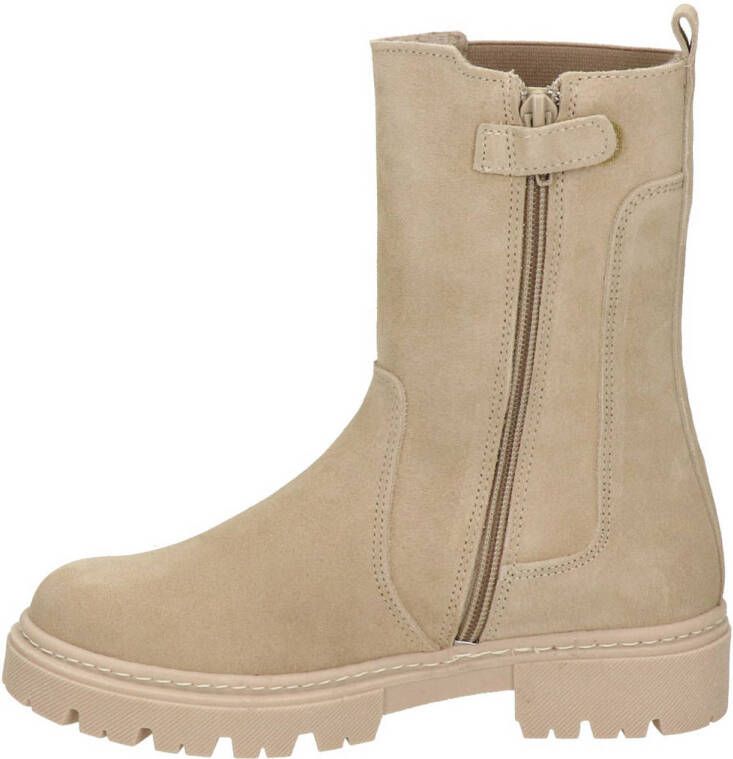 Nelson Kids hoge suède chelsea boots beige - Schoenen.nl