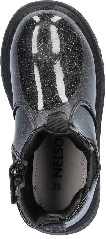 Nelson Kids lak chelsea boots met glitters zwart
