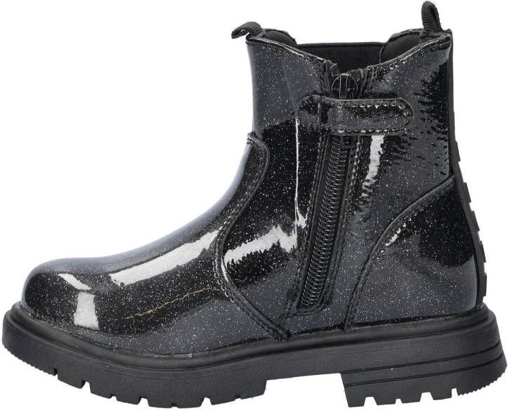 Nelson Kids lak chelsea boots met glitters zwart