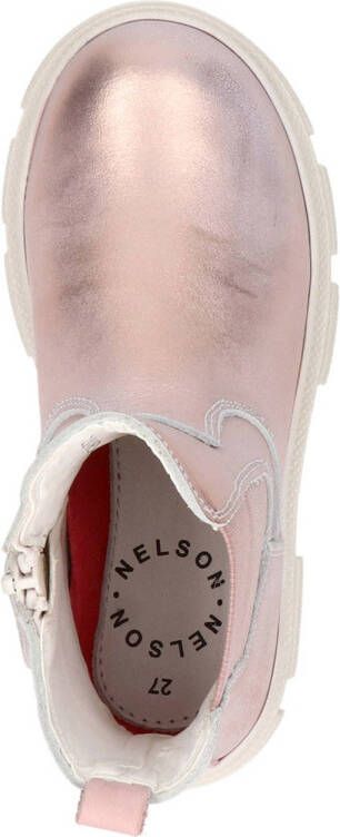 Nelson Kids leren chelsea boots roze metallic