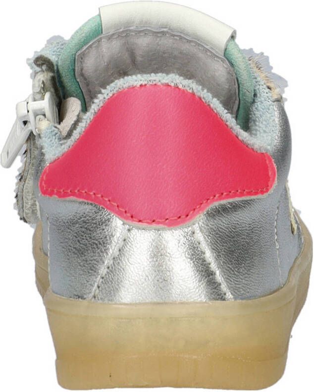 Nelson Kids leren sneakers wit zilver