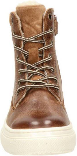 Nelson Kids leren veterboots cognac