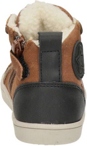 Nelson Kids leren veterboots cognac