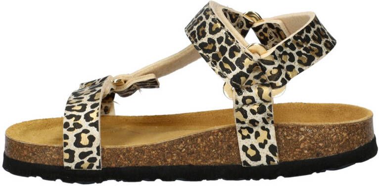 Nelson Kids suède sandalen met panterprint beige zwart