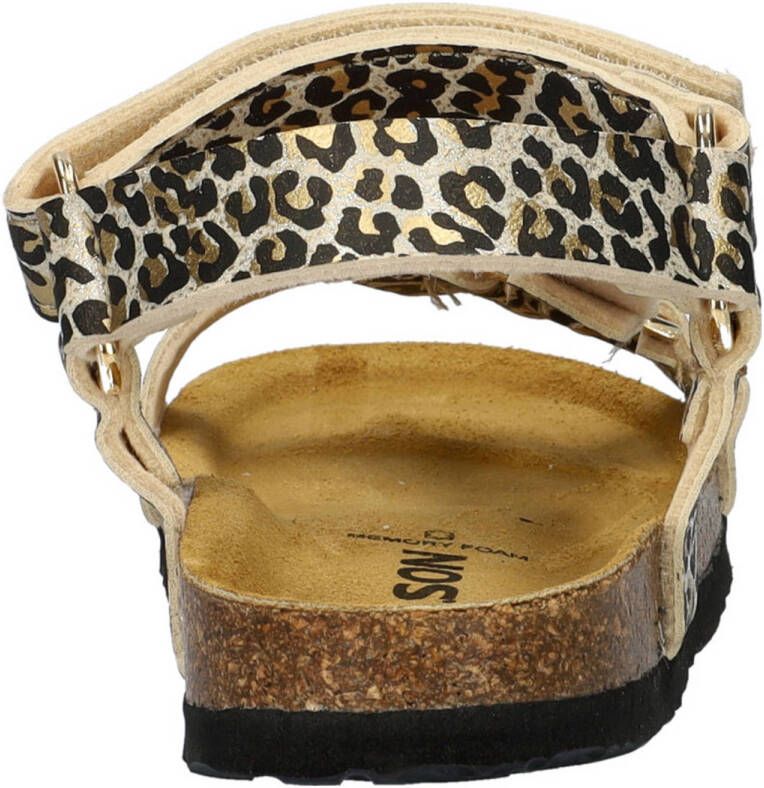 Nelson Kids suède sandalen met panterprint beige zwart
