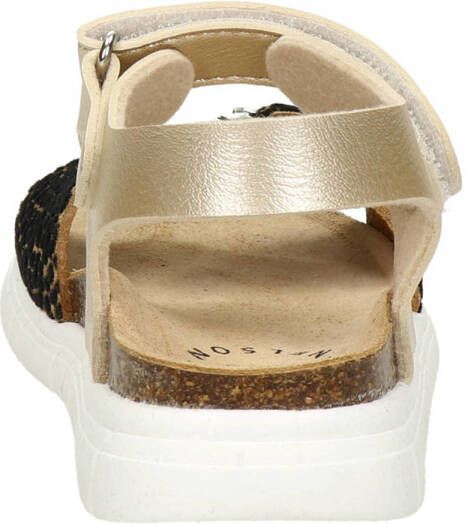 Nelson Kids suède sandalen met panterprint goud