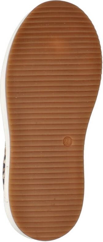 Nelson Kids suède sneakers met panterprint beige zwart