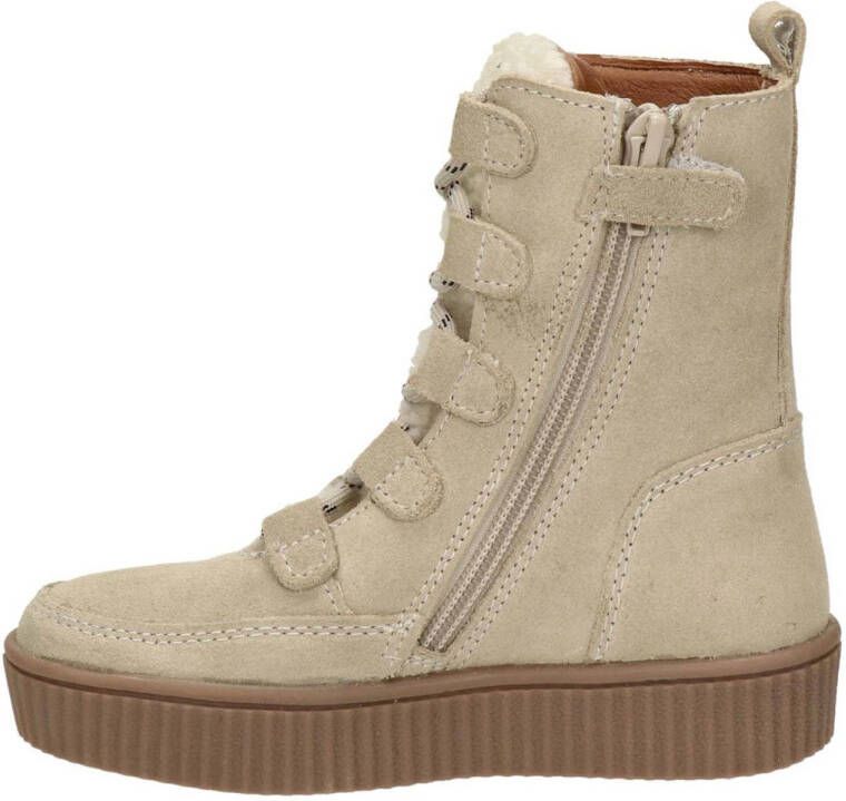 Nelson Kids suède veterboots beige