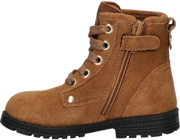 Nelson Kids suède veterboots cognac
