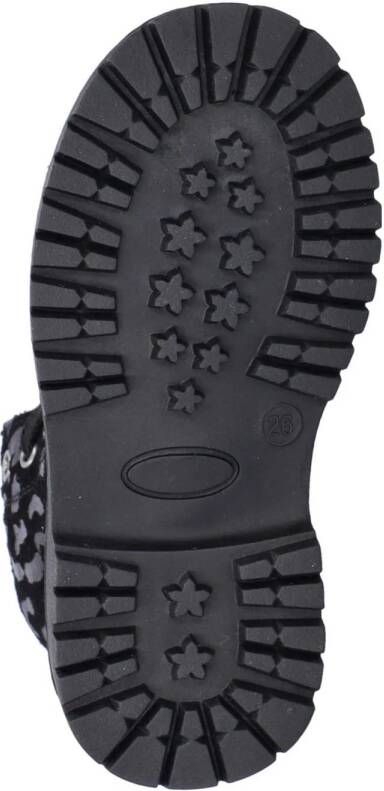 Nelson Kids suède veterboots met panterprint zwart
