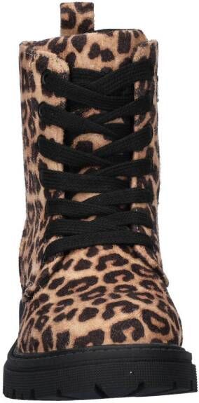 Nelson Kids veterboots met panterprint cognac zwart