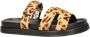 Nelson leren slippers met ponyhair en panterprint beige - Thumbnail 2