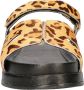 Nelson leren slippers met ponyhair en panterprint beige - Thumbnail 3