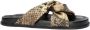Nelson leren slippers met slangenprint zwart beige - Thumbnail 4