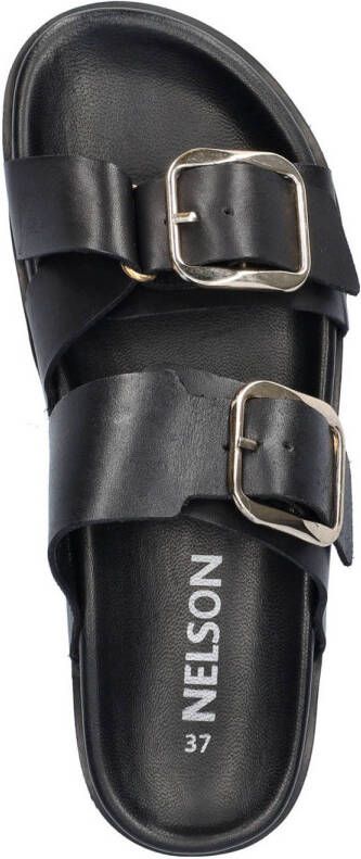 Nelson leren slippers zwart