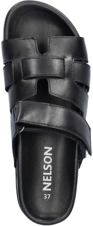 Nelson leren slippers zwart