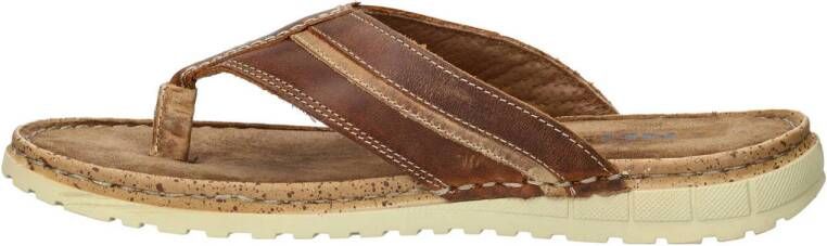 Nelson leren teenslippers cognac