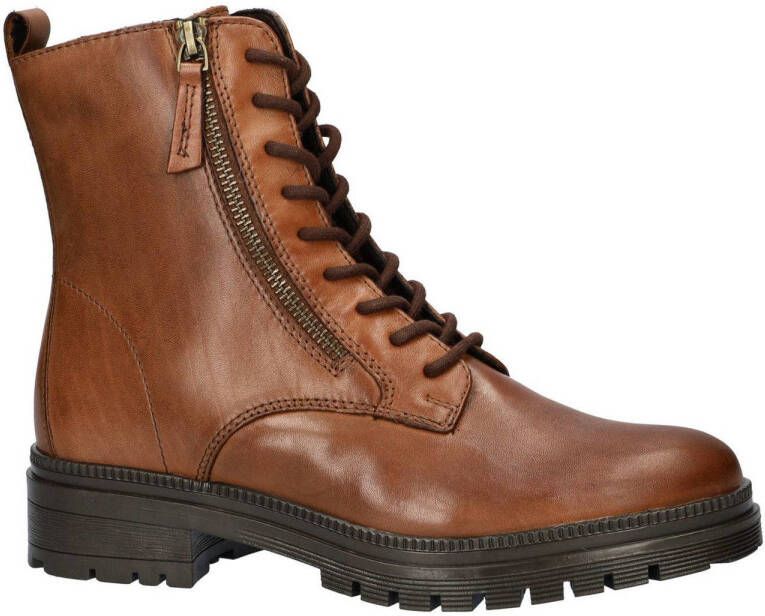 Nelson leren veterboots cognac