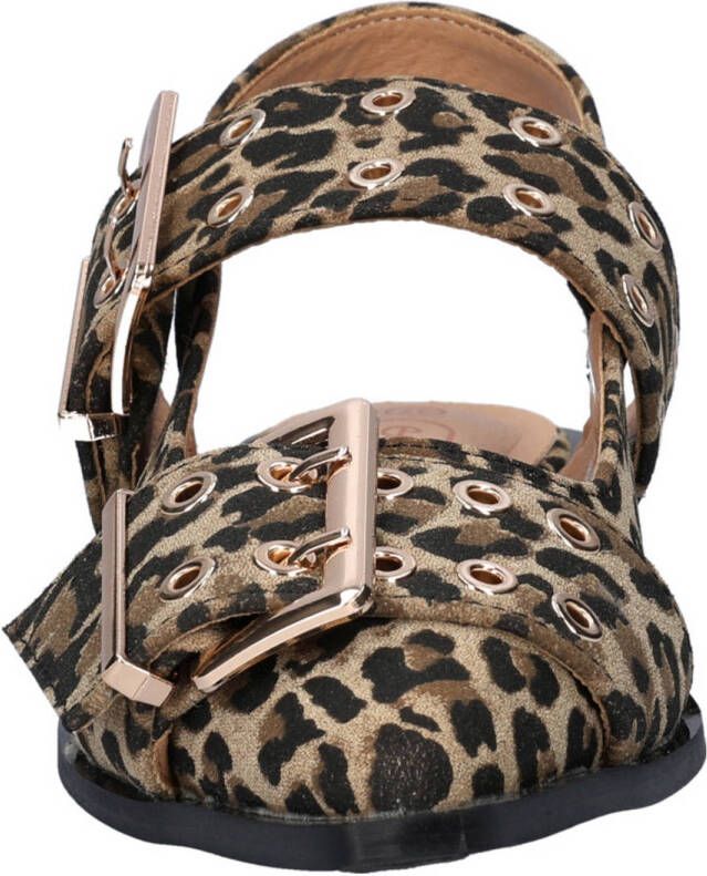 Nelson slingback loafers met panterprint bruin