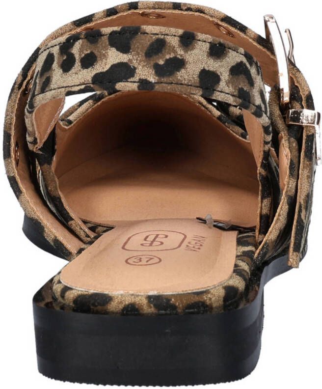Nelson slingback loafers met panterprint bruin