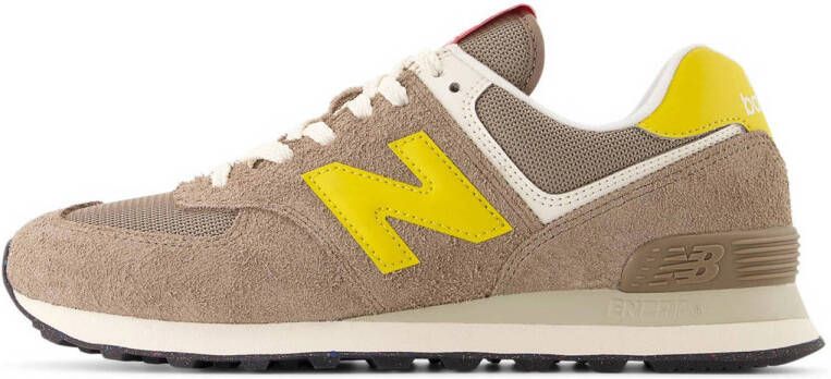 New Balance 574 sneakers bruin geel