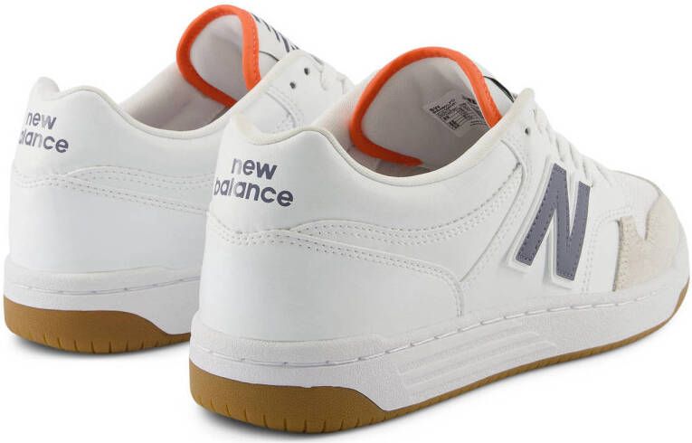 New Balance BB480 leren sneakers wit donkerblauw oranje
