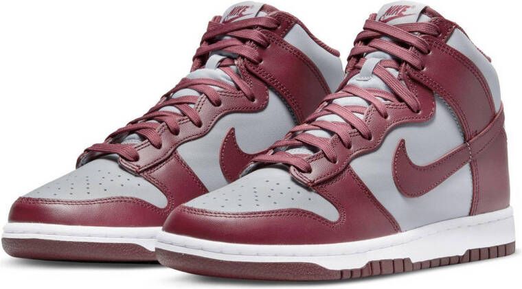 Nike Dunk HI Retro sneakers donkerrood grijs