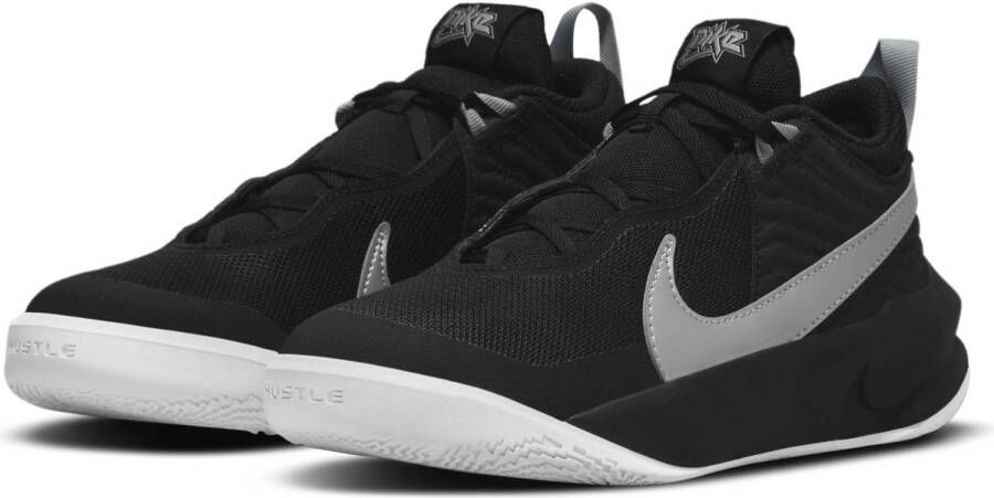 Nike Team Hustle D 10 sneakers zwart wit metallic zilver