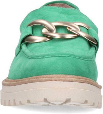 No Stress chunky suède loafers met ketting groen