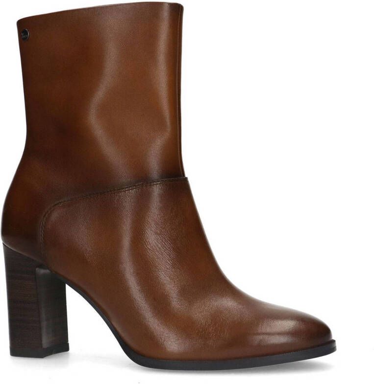 No Stress Dames Bruine leren enkellaarsjes met hak Schoenen