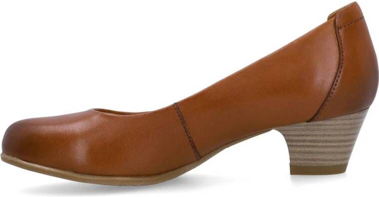 No Stress leren pumps met lage hak cognac