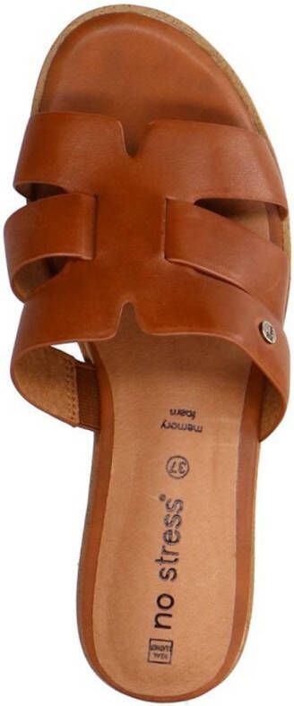 No Stress leren slippers cognac