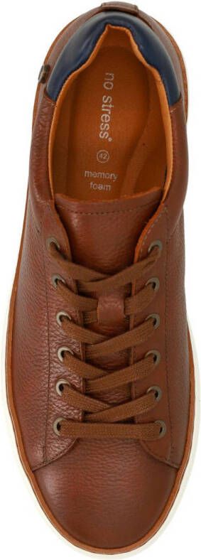 No Stress leren sneakers cognac