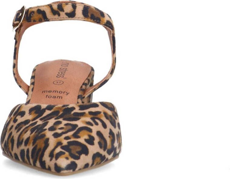 No Stress suède pumps met panterprint bruin zwart
