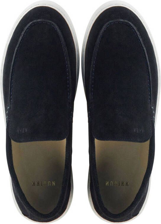 Nubikk Jiro Mio suède loafers marineblauw